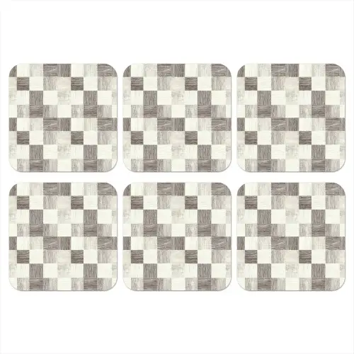 Patroon - Dambord - Houtnerf onderzetter kurk middel 366 -3d