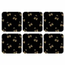 Patroon - Kersen - Goud - Chrome onderzetter kurk middel -3d