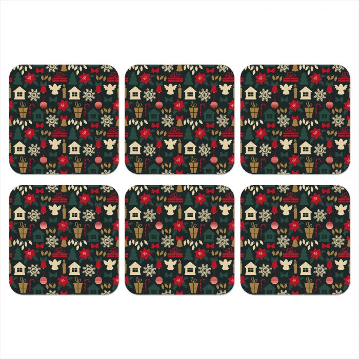 Patroon - Kerst - Symbolen onderzetter kurk middel 366 -3d