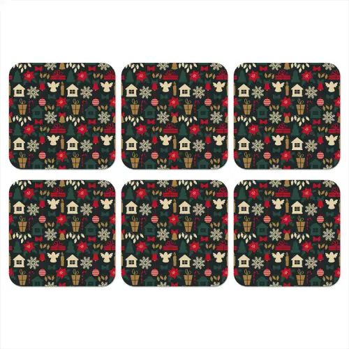 Patroon - Kerst - Symbolen onderzetter kurk middel 366 -3d