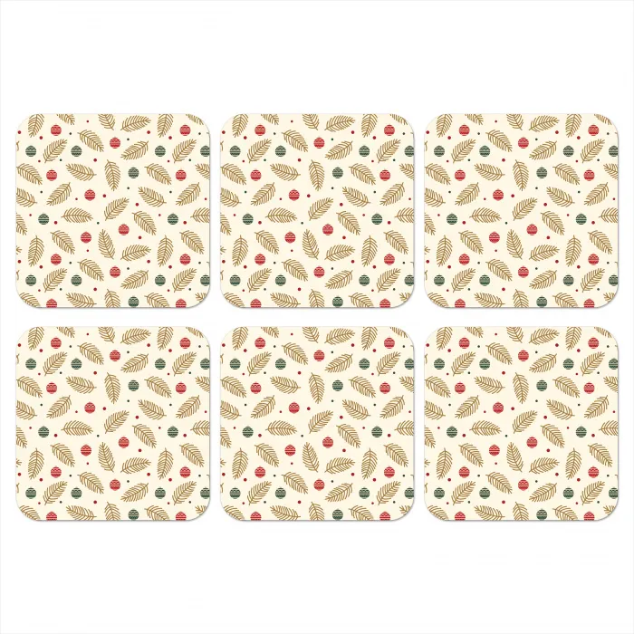 Patroon - Kerst - Symbolen - Beige onderzetter kurk middel 366 -3d