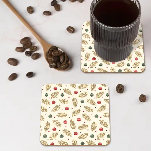 Patroon - Kerst - Symbolen - Beige onderzetter kurk middel 366 -sfeer2