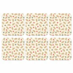 Patroon - Kerst - Symbolen - Beige onderzetter kurk middel 366 -3d