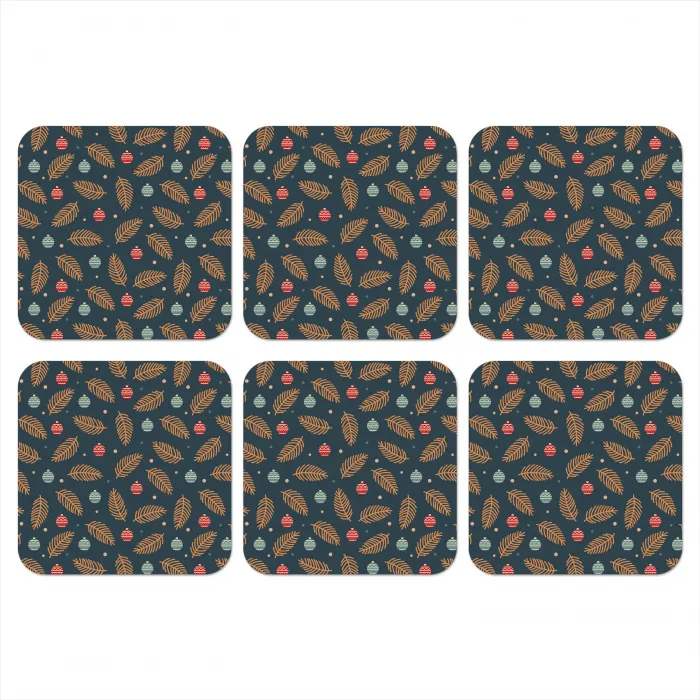 Patroon - Kerst - Symbolen - Donkerblauw onderzetter kurk middel 366 -3d
