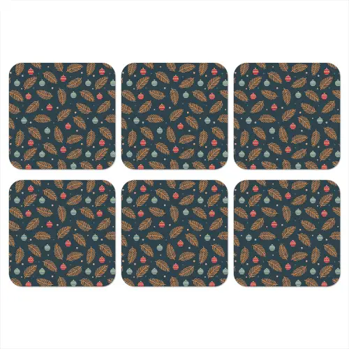 Patroon - Kerst - Symbolen - Donkerblauw onderzetter kurk middel 366 -3d