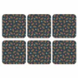 Patroon - Kerst - Symbolen - Donkerblauw onderzetter kurk middel 366 -3d
