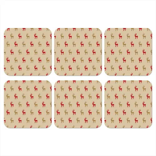 Patroon - Herten - Beige onderzetter kurk middel 366 -3d