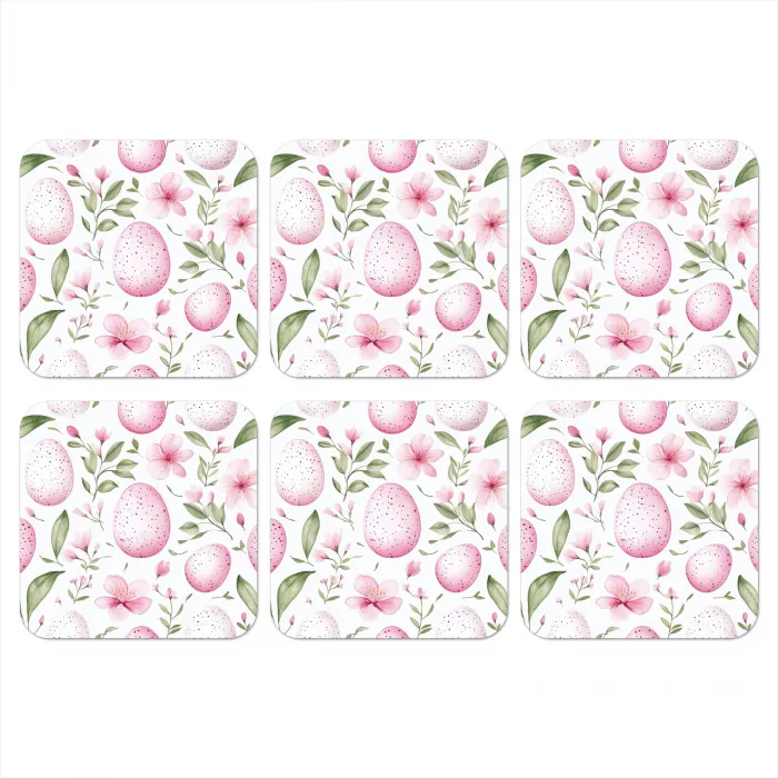 Patroon - Eieren - Roze - Pasen onderzetter kurk middel -3d