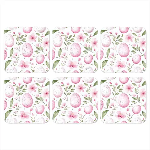 Patroon - Eieren - Roze - Pasen onderzetter kurk middel -3d