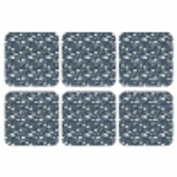 Patroon - Bloemen - Wit - Blauw onderzetter kurk middel 366 -3d