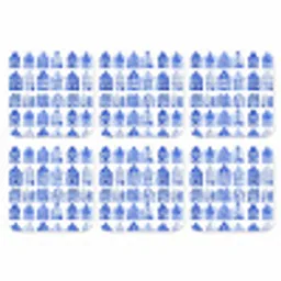 Patroon - Huizen - Blauw onderzetter kurk middel 366 -3d