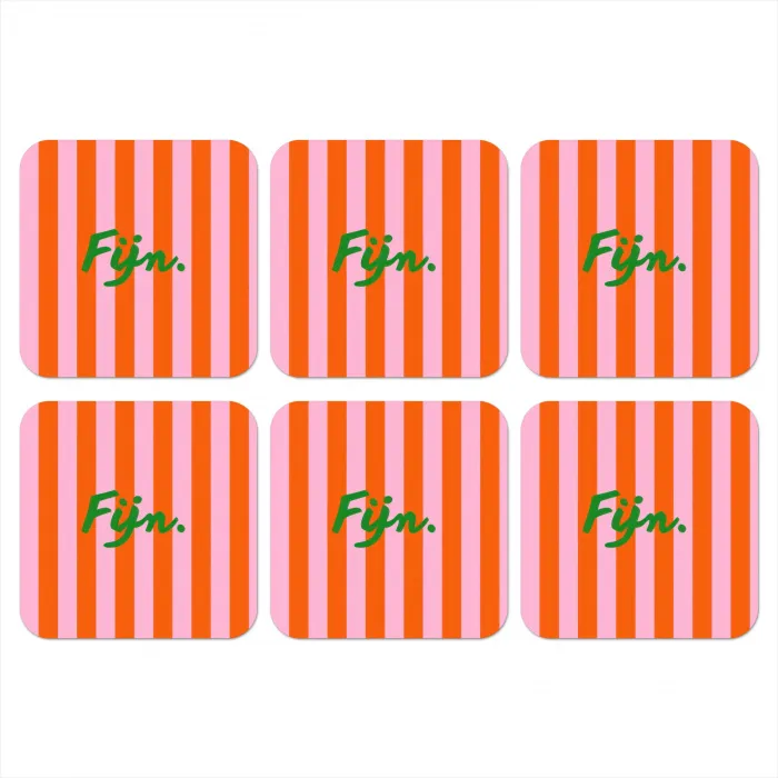 Patroon - Oranje - Fijn - Strepen onderzetter kurk middel -3d