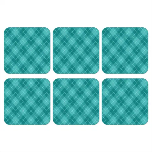 Patroon - Ruiten - Blauw onderzetter kurk middel 366 -3d