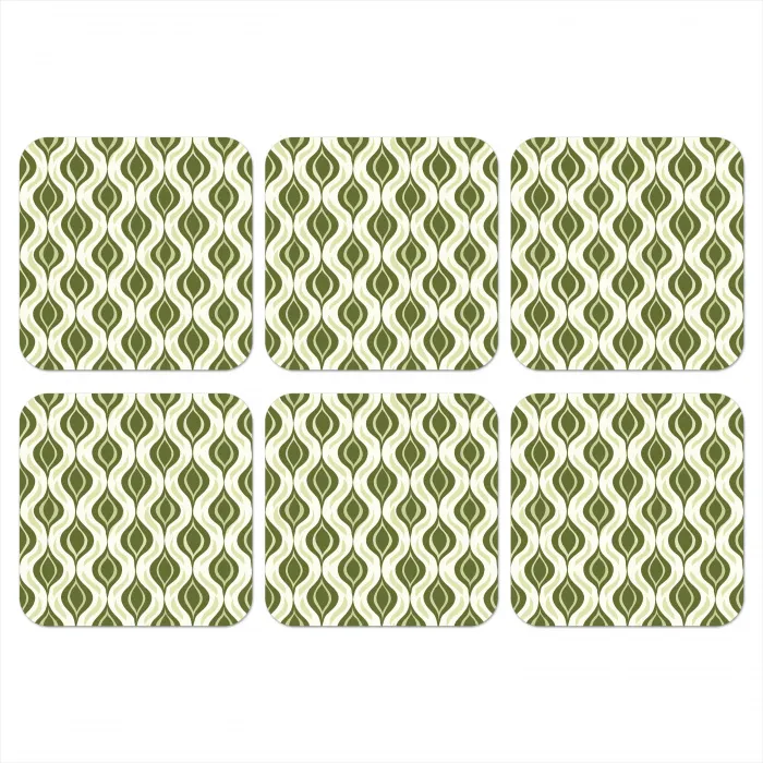 Patroon - Retro - Groen onderzetter kurk middel 366 -3d