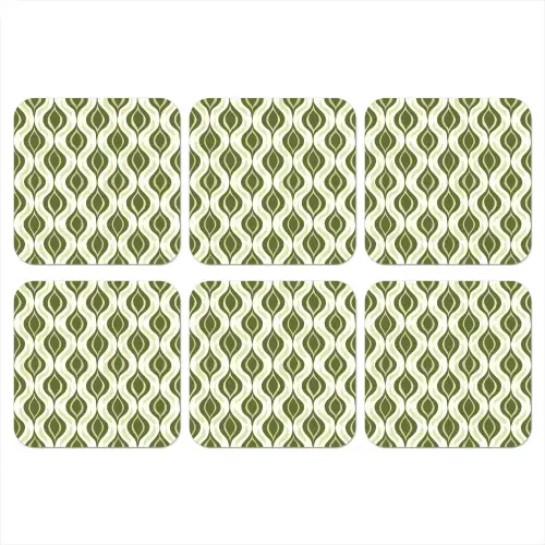 Patroon - Retro - Groen onderzetter kurk middel 366 -3d