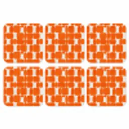 Patroon - Retro - Oranje onderzetter kurk middel 366 -3d