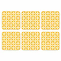 Patroon - Retro - Geel onderzetter kurk middel 366 -3d