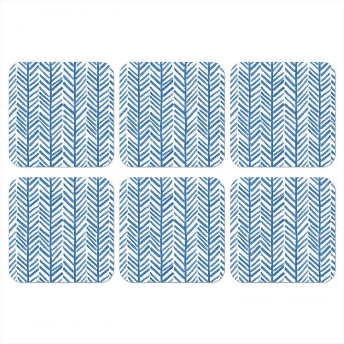 Patroon - Streep - Blauw onderzetter kurk middel 366 -3d