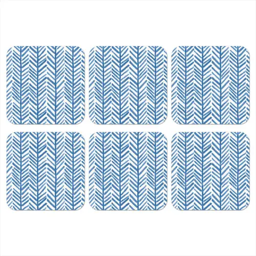 Patroon - Streep - Blauw onderzetter kurk middel 366 -3d