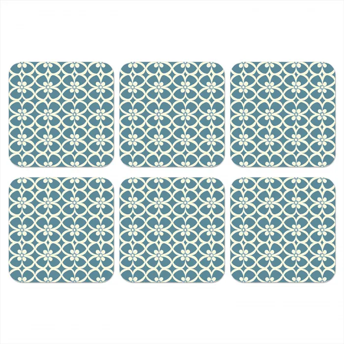 Patroon - Symmetrisch - Blauw onderzetter kurk middel 366 -3d