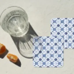Patroon - Tegel - Blauw onderzetter kurk middel 366 -sfeer4