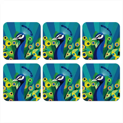 Pauw - Cirkels - Blauw onderzetter kurk middel -3d