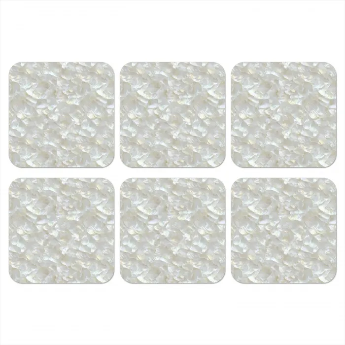 Parelmoerglans - Wit - Schelp onderzetter kurk middel 366 -3d