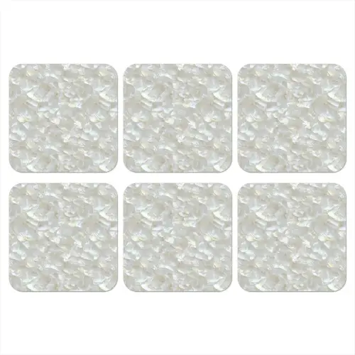 Parelmoerglans - Wit - Schelp onderzetter kurk middel 366 -3d