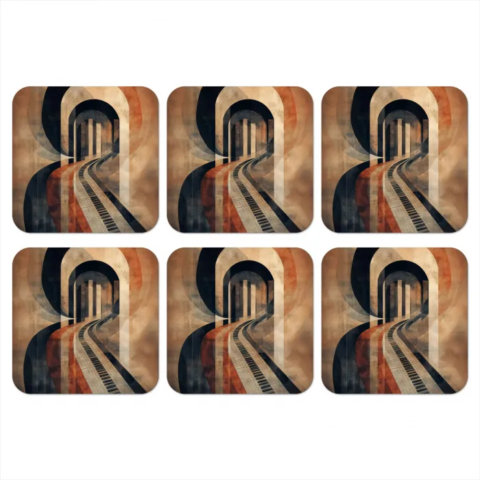 Piano - Toetsen - Abstract onderzetter kurk middel -3d