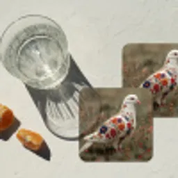 Duif - Bloemen - Natuur onderzetter kurk middel -sfeer4
