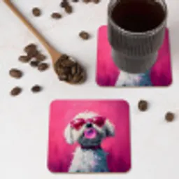 Pink - Hond - Bubbel onderzetter kurk middel -sfeer2