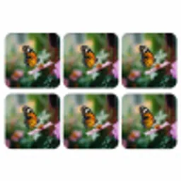 Roze bloemen - Vlinder - Zachte focus onderzetter kurk middel -3d