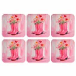 Roze - Bloemen - Cowboy onderzetter kurk middel -3d
