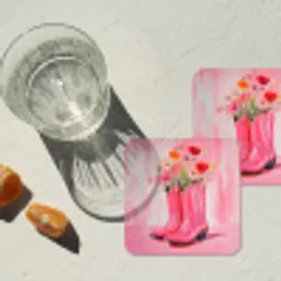 Roze - Bloemen - Cowboy onderzetter kurk middel -sfeer4