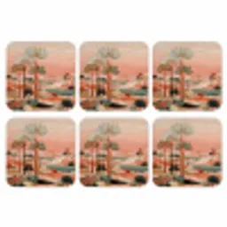 Roze landschap - Palmen - Water onderzetter kurk middel -3d