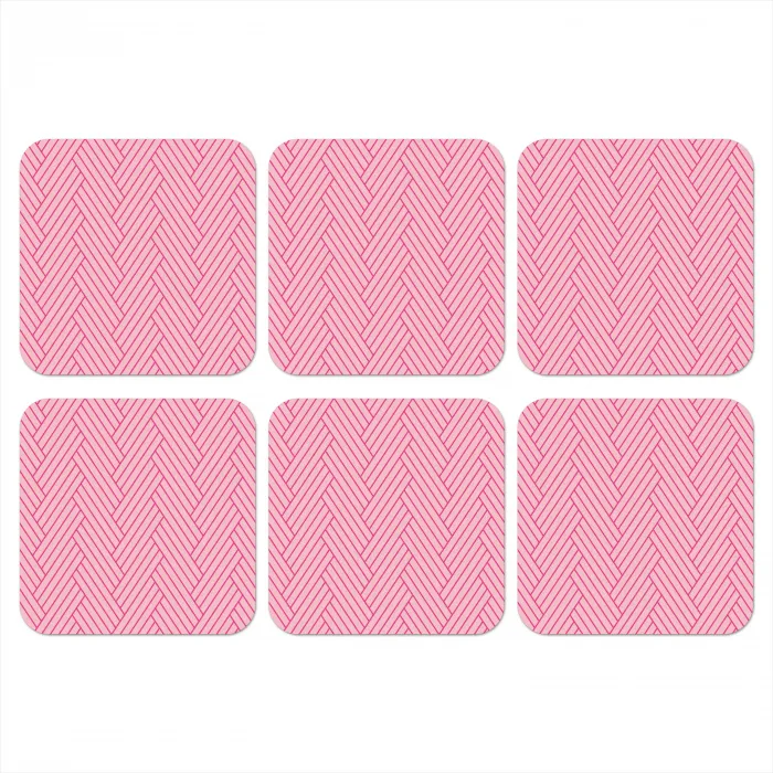 Roze - Patroon - Lijnen onderzetter kurk middel 366 -3d