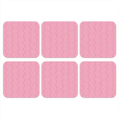 Roze - Patroon - Lijnen onderzetter kurk middel 366 -3d