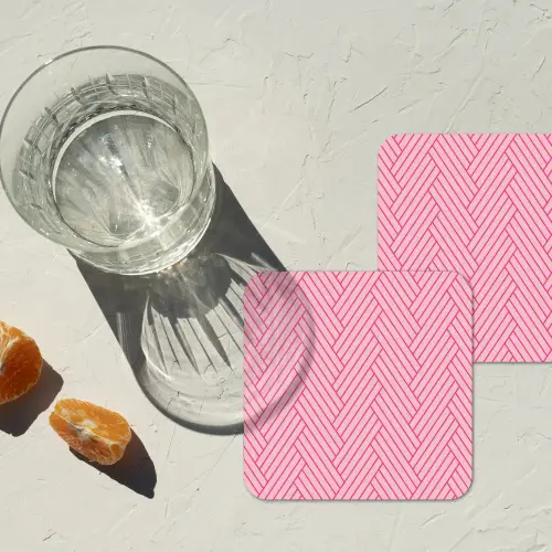 Roze - Patroon - Lijnen onderzetter kurk middel 366 -sfeer4