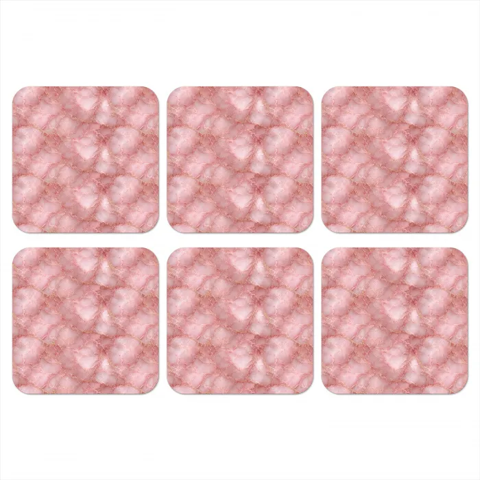 Roze - Kwarts - Goud - Marmer onderzetter kurk middel 366 -3d