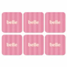 Roze - Gestreept - Belle onderzetter kurk middel -3d