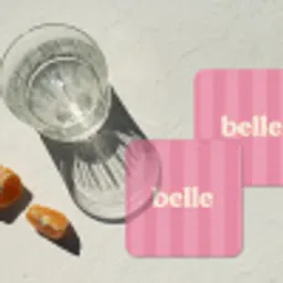 Roze - Gestreept - Belle onderzetter kurk middel -sfeer4