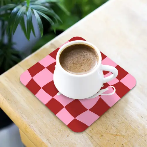 Pinky up - Geblokt - Bordeauxrood onderzetter kurk middel -sfeer5