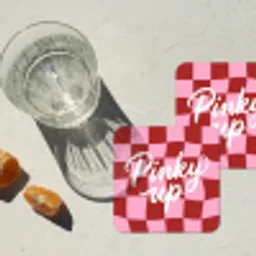Pinky up - Geblokt - Bordeauxrood onderzetter kurk middel -sfeer4