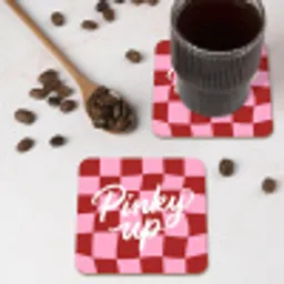Pinky up - Geblokt - Bordeauxrood onderzetter kurk middel -sfeer2