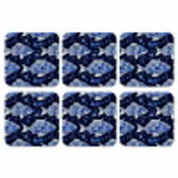 Vissen - Bloemen - Blauw onderzetter kurk middel 366 -3d