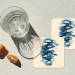 Vissen - Minimalistisch - Blauw onderzetter kurk middel -sfeer4