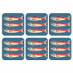 Vissen - Rood - Blauw onderzetter kurk middel -3d