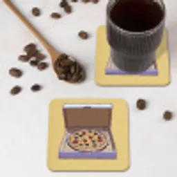Pizza - Doos - Salami - Illustratie onderzetter kurk middel -sfeer2