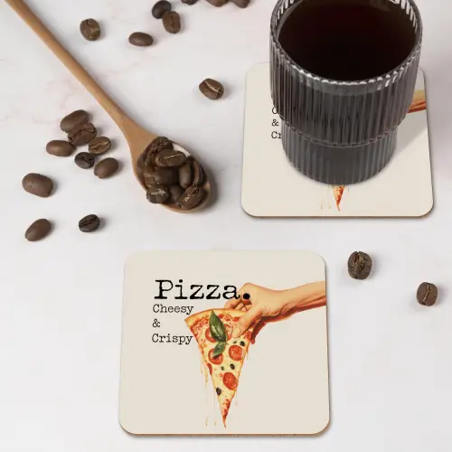 Pizza - Kaas - Pepperoni onderzetter kurk middel -sfeer2