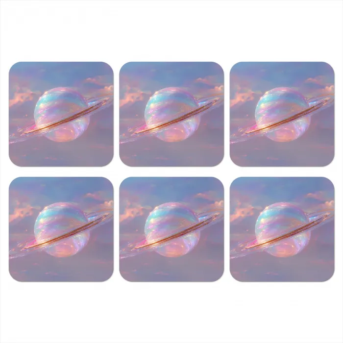 Planeet - Lucht - Wolken - Pasteltinten onderzetter kurk middel -3d